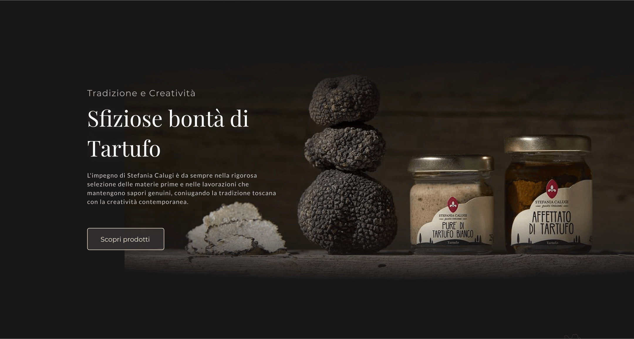 hedron design calugi tartufi website ui mockup