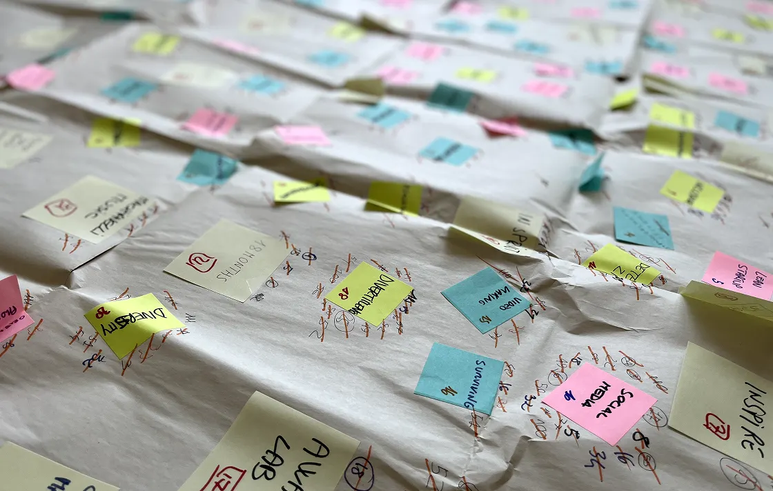 postit colorati su foglio bianco