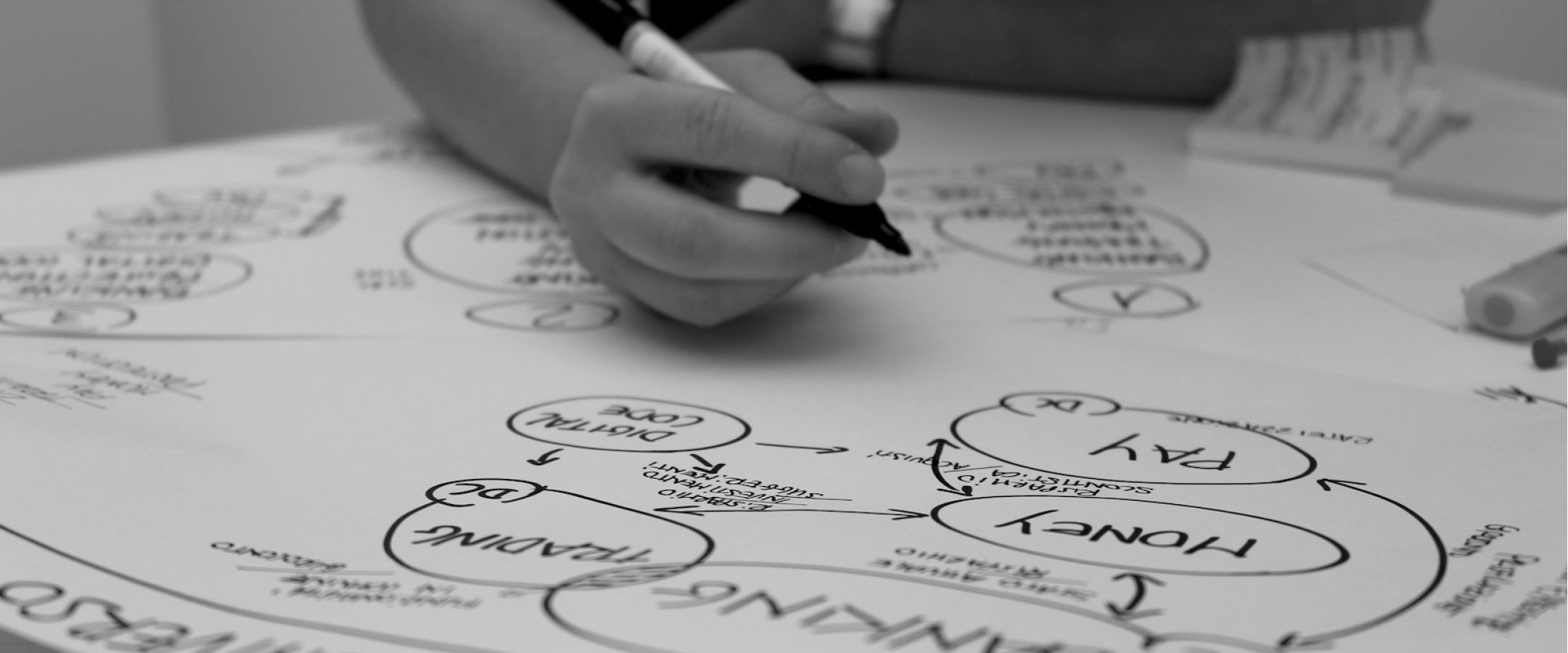 Designer che disegna diagrammi su carta